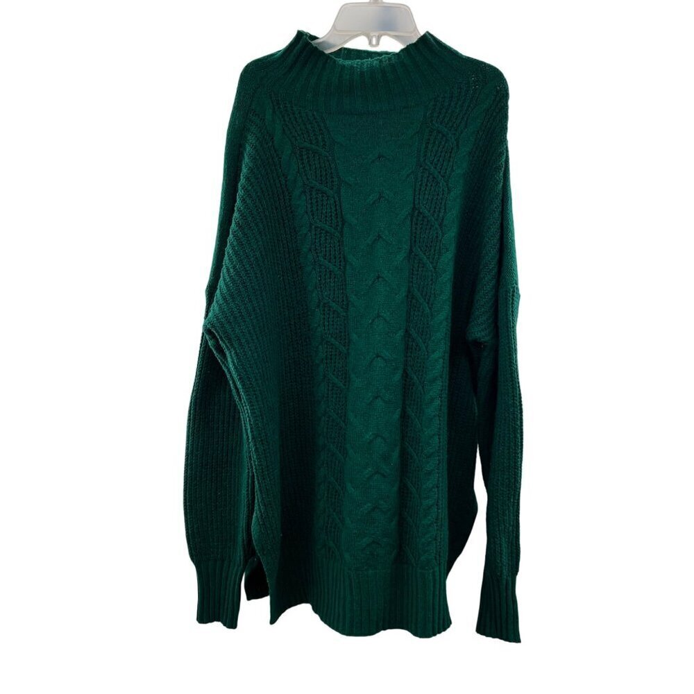 Maurices Sweater Dress Mock Neck Long Sleeve Cable Knit Green Size Large